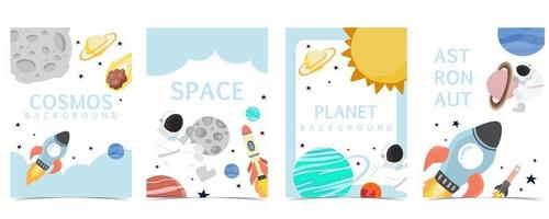 Collection of space background set with astronaut vector