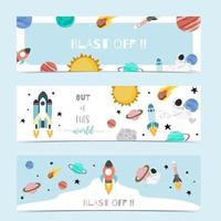 Collection of space background set with astronaut vector