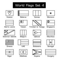 World flags set 4  simple style and flat design  thick outline vector