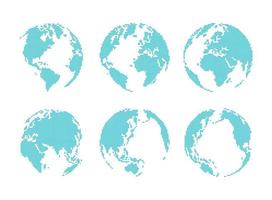 Set of dotted style globe and map vector