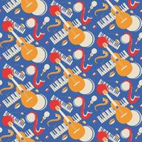 Seamless pattern with guitar piano and saxophone vector