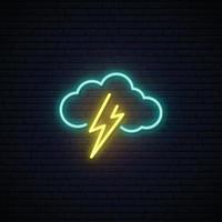 Cloud and lightning neon icon vector
