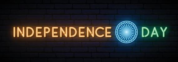 Independence Day India neon long banner vector