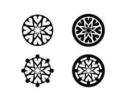 Vector set of floral patterns on a white background