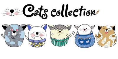 Cat collection clip art and craft designs vector