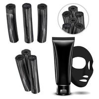 Charcoal detoxifying mask contained in tube with elements 3d illustration vector