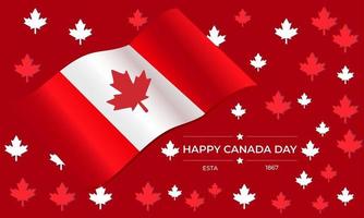 canada day banner template with maple leafs and canada flag vector