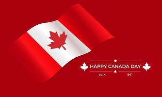 plantilla de banner del día de canadá con hojas de arce y bandera de canadá vector