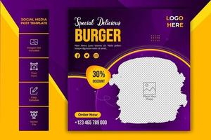 Delicious food or Restaurant Food Editable Social Media Post Template vector