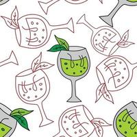 Drinking Glass Pattern Seamless Vector Template