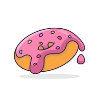 Donut with pink icing Vector illustration