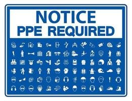 Required Personal Protective Equipment PPE Symbol Safety Icon vector