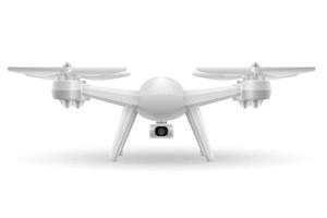 quadrocopter inteligente drone móvil aéreo para video y fotografía stock vector ilustración aislada sobre fondo blanco