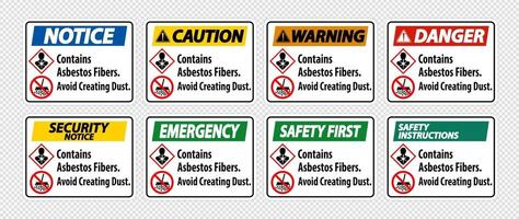 Label Contains Asbestos Fibers Avoid Creating Dust vector