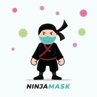 Ninja wear mask cartoon illustration vector