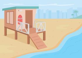 Lifeguard tower flat color vector illustration