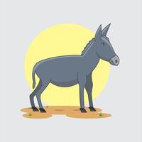 pequeño burro funy cartón personaje diseño plano vector