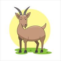 Cute Goat flat illustration Farm Animal Catoon Flat Design vector