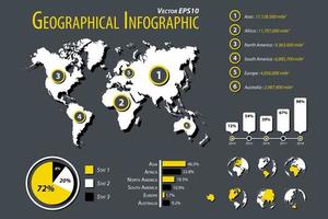 elemento de infografía geográfica mapa del planeta y diversa información vector