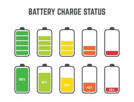 battery charge status level set collection vector