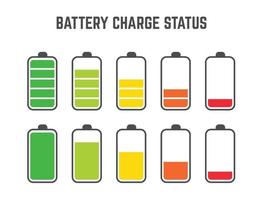 battery charge status level set collection vector