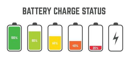 battery charge status level set collection vector