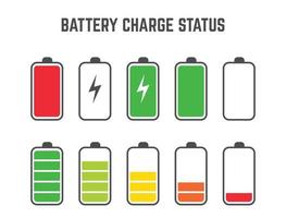 battery charge status level set collection vector