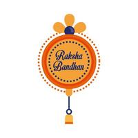 happy raksha bandhan celebration with circular frame flat style vector