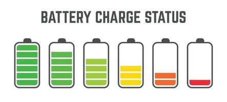 battery charge status level set collection vector
