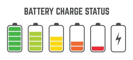 battery charge status level set collection vector