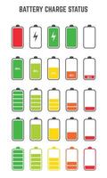 battery charge status level set collection vector