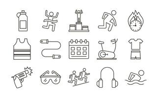 bundle of runners and tracks set icons vector