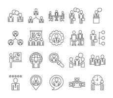 bundle of business people avatars set icons vector