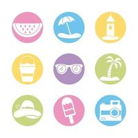 paquete de vacaciones de verano establecer iconos vector