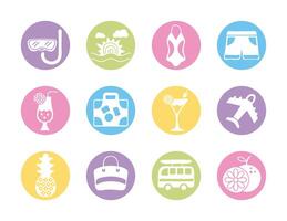 bundle of summer vacations set icons vector