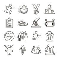 bundle of runners and tracks set icons vector