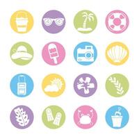 paquete de vacaciones de verano establecer iconos vector