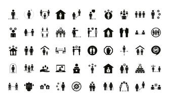 bundle of distance social set icons vector