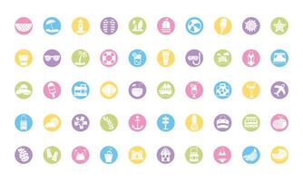 bundle of summer vacations set icons vector