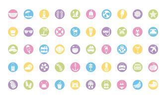 bundle of summer vacations set icons vector