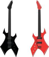 guitarra negra roja vector