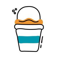 sand bucket line and fill icon vector