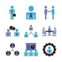 bundle of business people avatars set icons vector