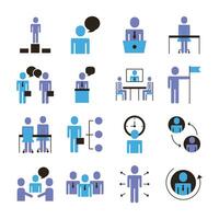 bundle of business people avatars set icons vector