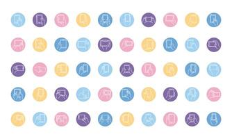 bundle of hands and smartphones set icons vector