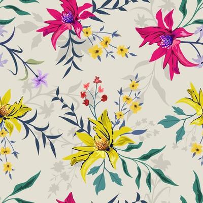 Elegant colorful seamless pattern with botanical floral design ...