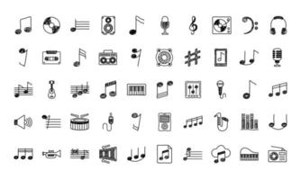 bundle of music set icons vector