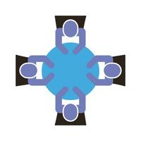 businessmen teamwork figures in table flat style icon vector