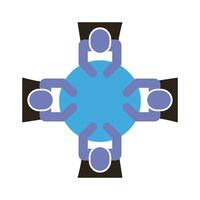 businessmen teamwork figures in table flat style icon vector