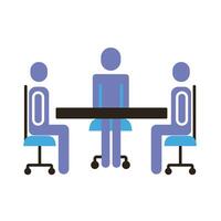 businessmen teamwork figures in table flat style icon vector